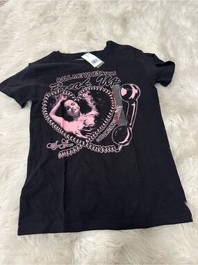 Selena Gomez Black Tee with Pink Lettering